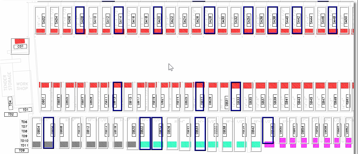 Sample Interactive Marina Map defined to Marina Mate marina and yacht club software