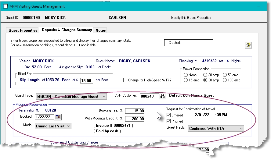 Guest Reservation Fields Entry Screen