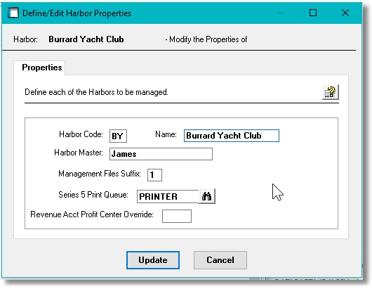 Showing Harbor Properties in Marina Mate marina management software