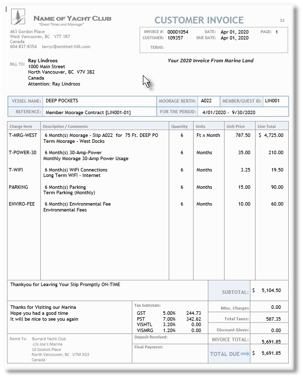 Example of an Invoice