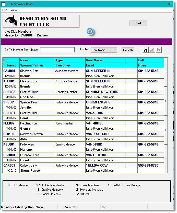 Web Portal - Show Club Roster Screen