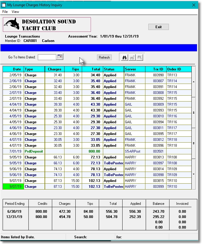 Web Portal - Lounge Assessments Screen