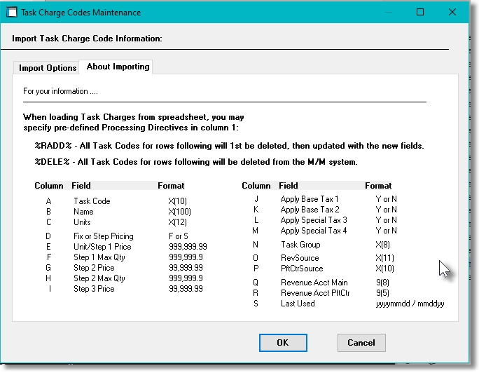 Sample Import / Export About Screen